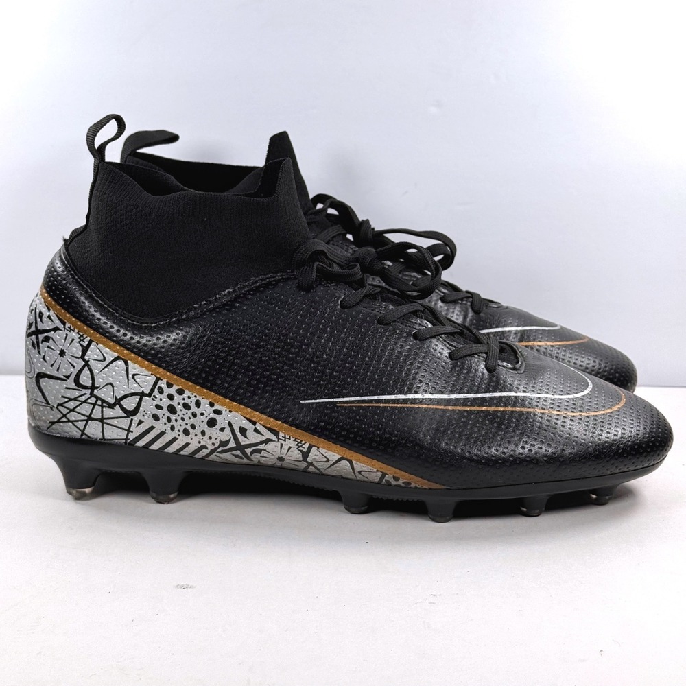 Air Zoom 2025 Superfly Soccer Cleats‎ Black Silver Gold High Top Size 44